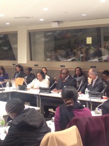 Nalini Saligram (left), with Ambassador Webson and Dr. Gonzalez-Canali at the UN on March 16
